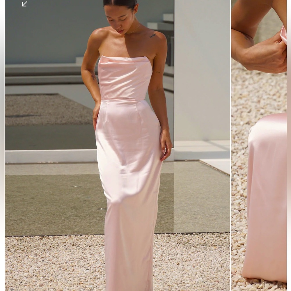 Beautiful light pink strapless maxi dress